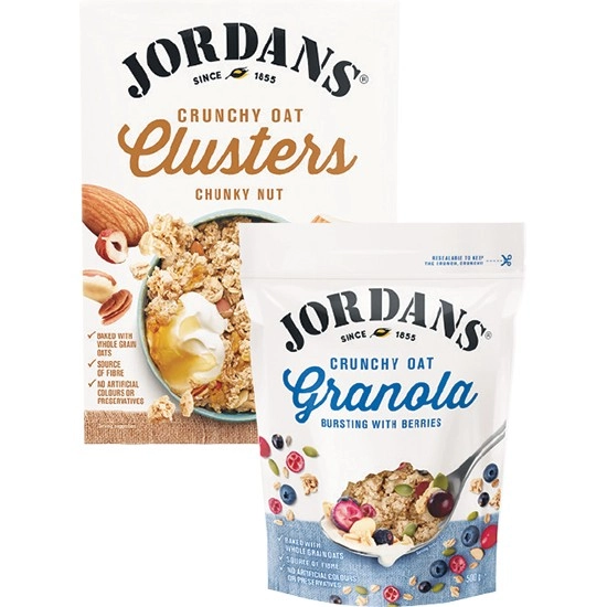 Jordans Muesli, Clusters or Granola 500-750g, or Dorset Granola 450g