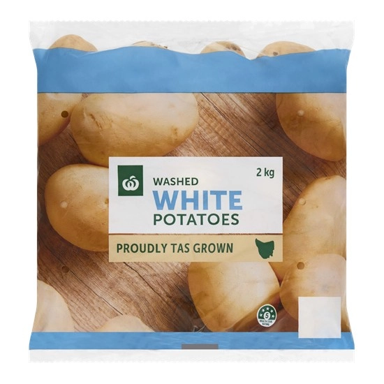 TAS Washed White Potatoes 2 kg Pack