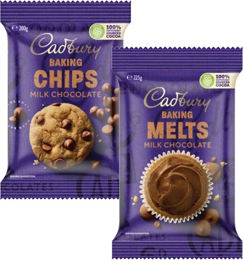 Cadbury Baking Chocolate Blocks, Chips or Melts 180g-225g