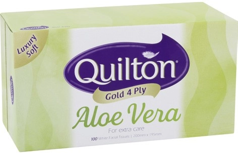 Quilton 4-Ply Gold Aloe Vera Facial Tissues 100 Pack