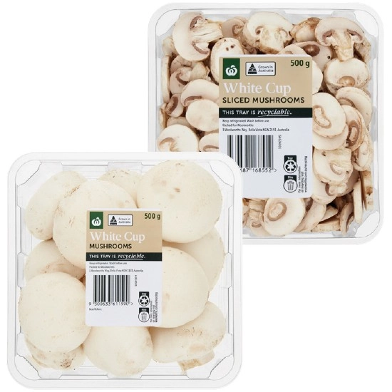 Australian Cup or Sliced Mushrooms 500g Pack