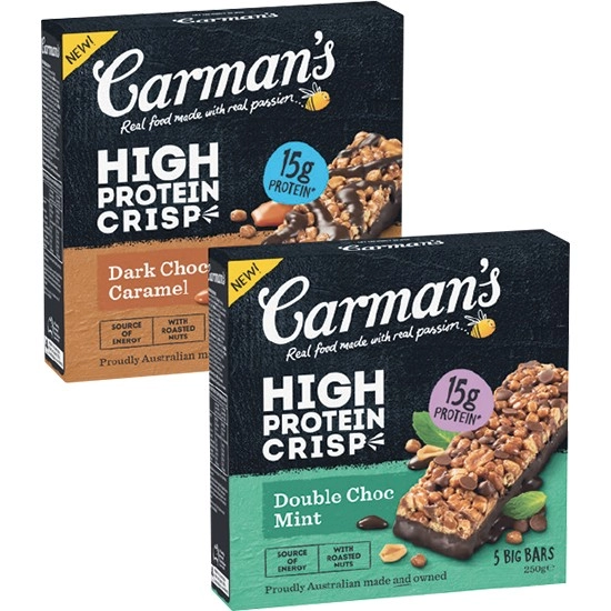 Carman’s High Protein Crisp Bars 250g Pk 5