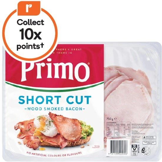 Primo Short Cut or Middle Bacon 750g – From the Fridge