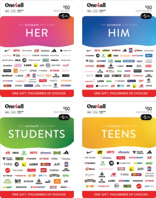 10% off Selected Ultimate Gift Cards: Students, Her, Teens and Him $50 and Him $100