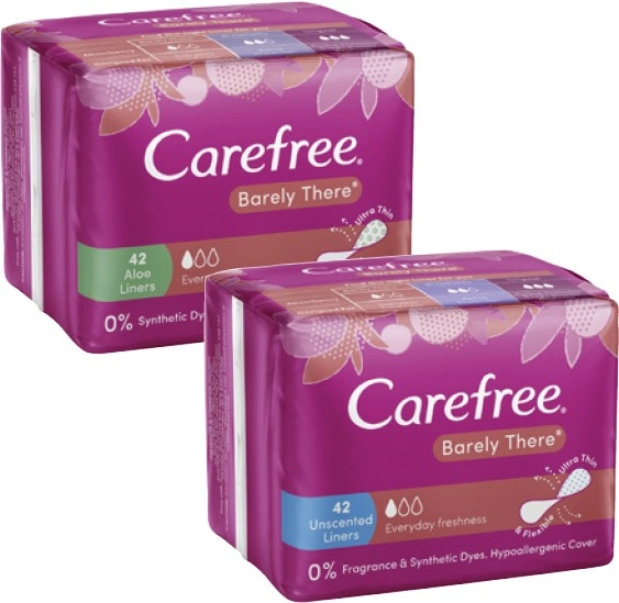 Carefree Barely There Liners Unscented or Scented Aloe 42 Pack