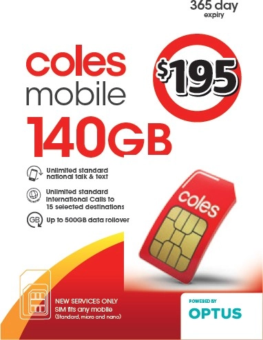 Coles Mobile $195 Prepaid SIM