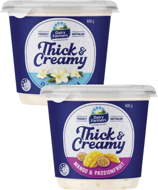 Dairy Farmers Thick & Creamy Yoghurt 550g-600g