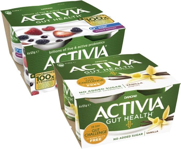 Danone Activia Probiotics No Added Sugar Yoghurt 4x125g