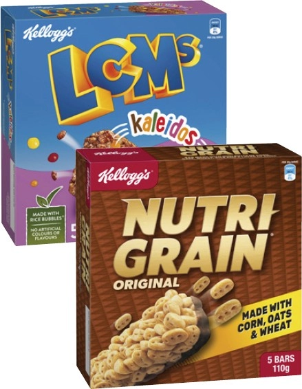 Kellogg's Nutri Grain or LCMs 5 Pack 100g-110g