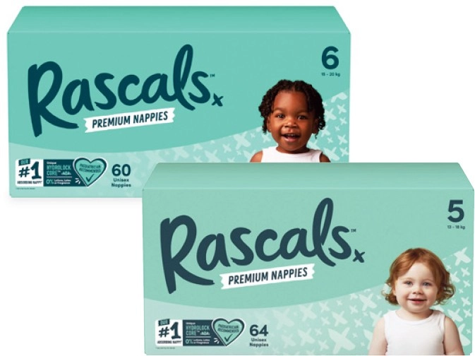 Rascals Premium Jumbo Nappies 54 Pack-108 Pack