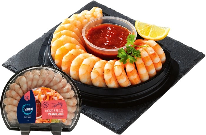 Global Seafoods Cooked & Peeled Prawn Ring 255g