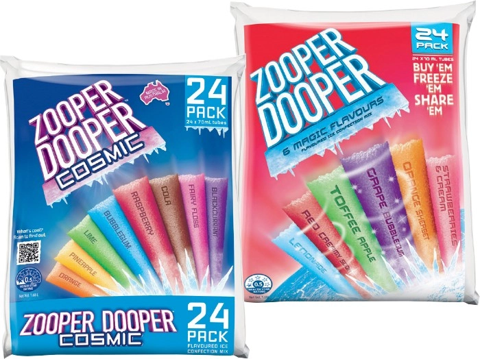 Zooper Dooper Ice Tubes 24 Pack Selected Varieties