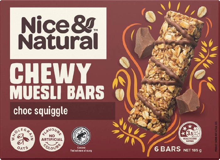 NEW Nice & Natural Chewy Muesli Bars 6 Pack Selected Varieties