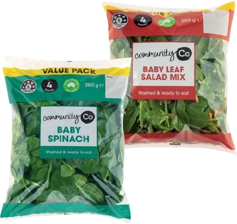 Community Co Baby Leaf Mix 260g or Spinach Big Bag 260g