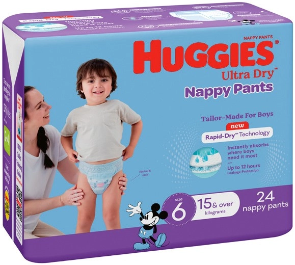 Huggies Nappy Pants 24‑36 Pack Selected Varieties