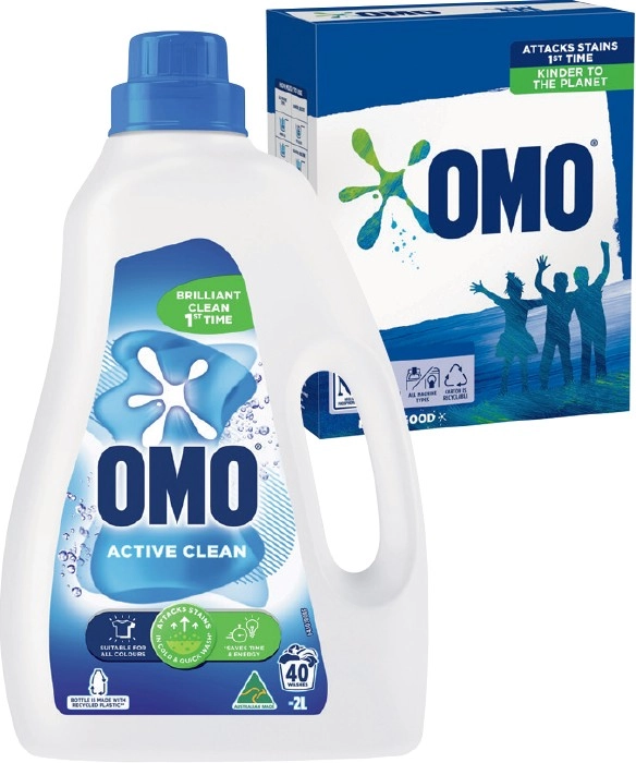 OMO Laundry Liquid 2 Litre, Powder 2kg or Capsules 28 Pack Selected Varieties