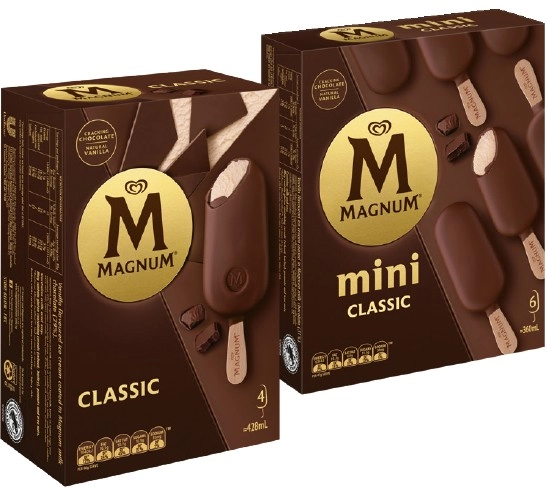 Streets Magnum Ice Cream Sticks 4 Pack, Mini 6 Pack or Tub 440mL Selected Varieties