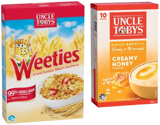 Uncle Tobys Oats Quick Sachets 10 Pack, Weeties 510g or Hi Fibre 8 Pack Selected Varieties