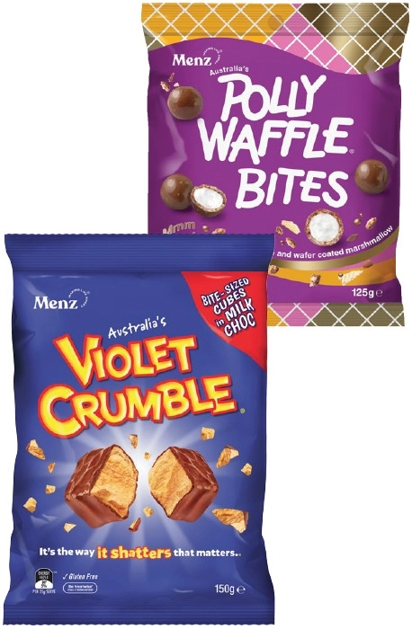 Violet Crumble 120-150g or Polly Waffle Bites 125g Selected Varieties