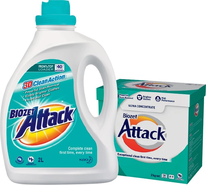 Biozet Attack Laundry Powder 2kg or Liquid 2 Litre Selected Varieties