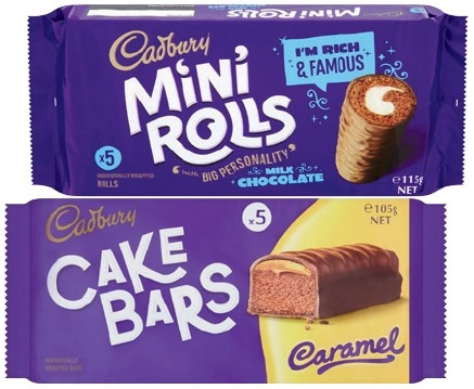 Cadbury Mini Rolls or Cake Bars 5 Pack Selected Varieties