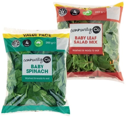 Community Co Baby Leaf Salad Mix 260g or Spinach Big Bag 260g