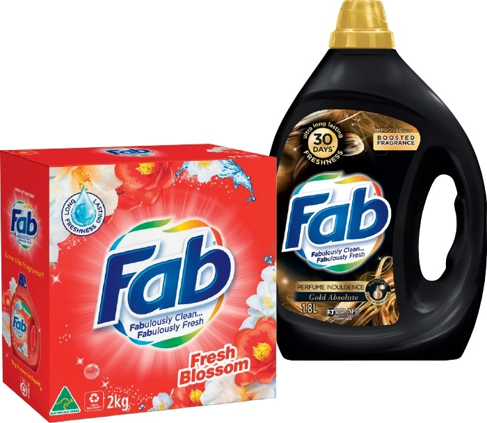 Fab Laundry Liquid 1.8-2 Litre or Powder 1.8-2kg Selected Varieties