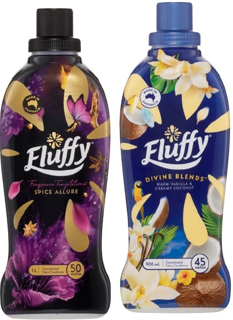 Fluffy Concentrated Fabric Conditioner 900mL-1 Litre Selected Varieties