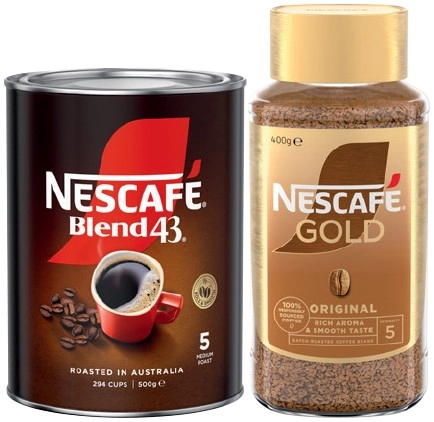 Nescafé Blend 43 Instant Coffee 500g or Gold Original 400g Selected Varieties