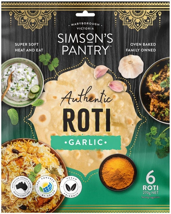 NEW Simson’s Pantry Authentic Roti Garlic 6 Pack