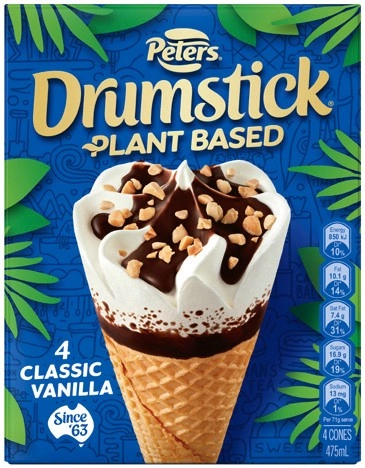 Peters Drumstick Plant Based Classic Vanilla 4 Pack