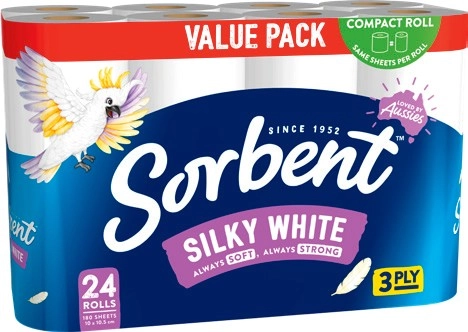 Sorbent Silky White Toilet Tissue 24 Rolls Value Pack