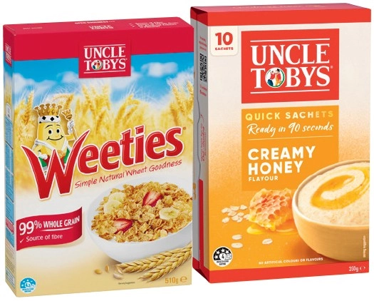 Uncle Tobys Rolled Oats Quick Sachets 8‑10 Pack or Weeties Cereal 510g Selected Varieties