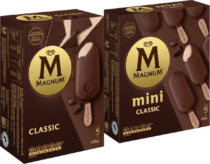 Streets Magnum Ice Cream Sticks 4 Pack, Mini 6 Pack or Tub 440mL Selected Varieties