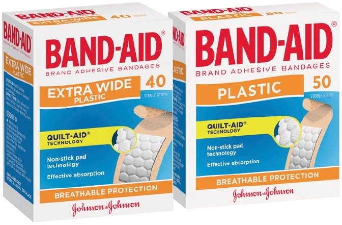 Band-Aid Plastic or Clear Strips 40-50 Pack or Extra Wide Plastic 40 Pack Selected Varieties