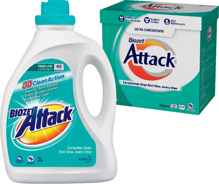 Biozet Attack Laundry Powder 2kg or Liquid 2 Litre Selected Varieties