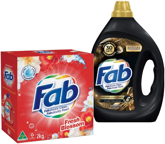 Fab Laundry Liquid 1.8-2 Litre or Powder 1.8-2kg Selected Varieties