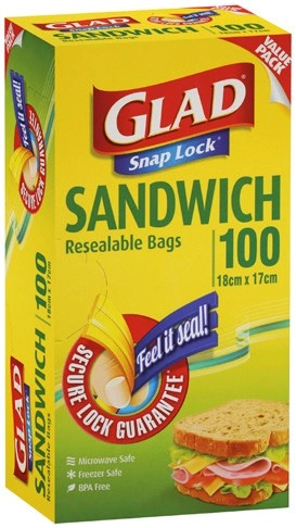 Glad Snap Lock Resealable Sandwich Bags 100 Pack