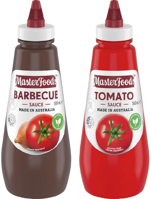 MasterFoods Tomato or Barbecue Squeezy Sauce 475‑500mL Selected Varieties