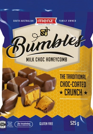 Menz Bumbles Milk Choc Honeycomb 525g