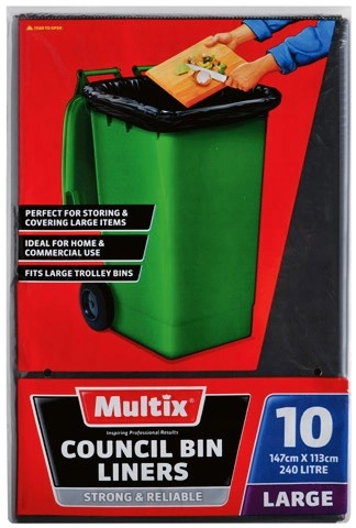 Multix 240 Litre Council Bin Liners 10 Pack