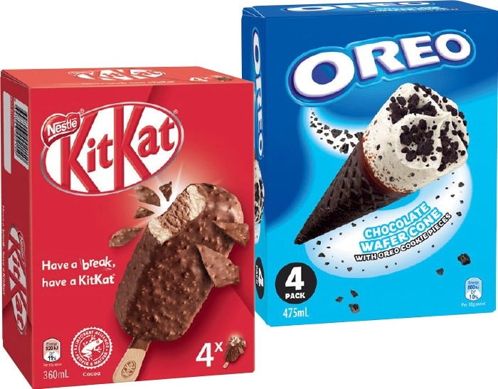 Nestlé Kit Kat or Oreo Ice Cream 4 Pack Selected Varieties