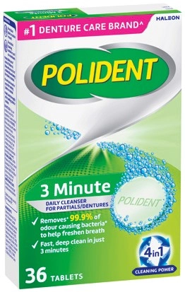 Polident Denture Cleanser 3 Minute Daily, Whitening or Retainer & Mouthguard Tablets 36 Pack***