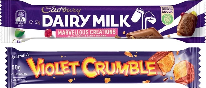 Cadbury Medium Bars 30‑50g, Roll 40‑55g, Fry’s Turkish Delight, Toblerone or Violet Crumble Bar 50g Selected Varieties