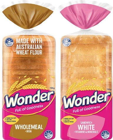 Wonder White or Wholemeal Bread 680‑700g Selected Varieties