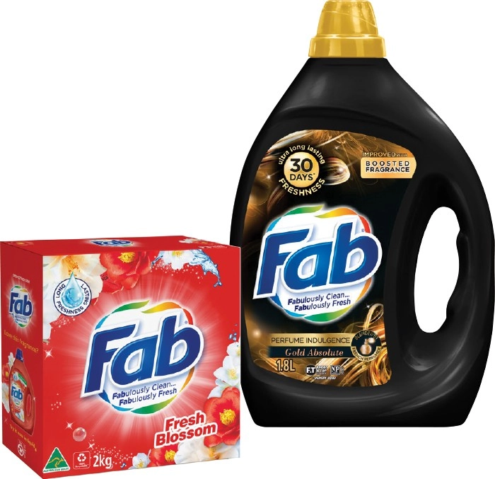 Fab Laundry Liquid 1.8-2 Litre or Powder 1.8-2kg Selected Varieties