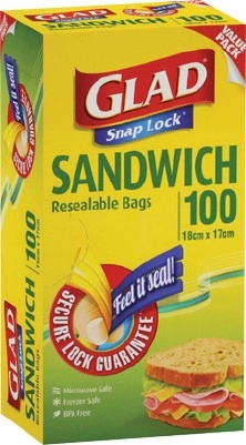 Glad Snap Lock Resealable Sandwich Bags 100 Pack