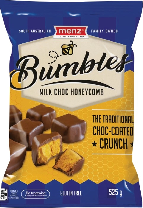 Menz Bumbles Milk Choc Honeycomb 525g