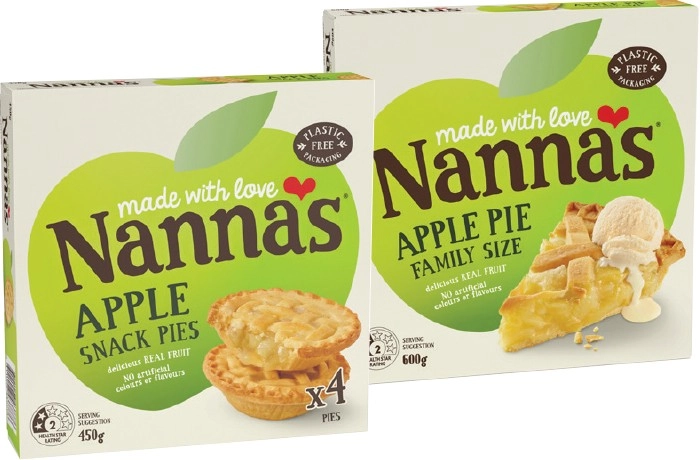 Nanna’s Fruit Pie Family Size 600g or Snack Pies 450g Selected Varieties