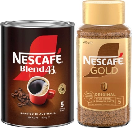 Nescafé Blend 43 Instant Coffee 500g or Gold Original 400g Selected Varieties